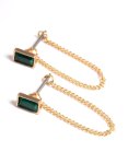 Goldair Gold Emerald Chain Front & Back Earrings