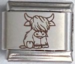 9MM Laser Italian Charm - Cute Bull