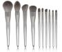 10 Piece Professional Makeup Brush Cosmetic Set With Carry Bag - Silver Grey