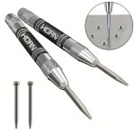 1PC Super Strong Alloy Tungsten Steel Tip Automatic Center Punch - Adjustable Spring Loaded Metal Drill Tool For Woodworking And