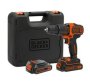 Black & Decker 18V 1.5AH Hammer Drill 2 Battery Kitbox BDCHD18KB-QW