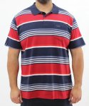 Mens Stripe Golfer - 10XL Navy red