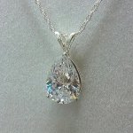 925 Silver Plated Teardrop Shaped Gemstone Zirconia Pendant Necklace Wedding Proposal Party Necklace Jewelry