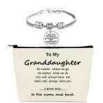 2PCS Forever Bracelet And Cosmetic Bag Set - Perfect Gift For Granddaughter From Grandma - Birthday And Christmas Gift Ideas