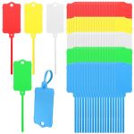 Leonbach 100 Pcs Plastic Shipping Tags 1.46" X 2.48" Waterproof Labels Writable Hanging Tag With Sealing Strap Shipping Cable Ti