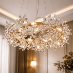Champagne Crystal Floral Ring Chandelier Modern Luxury Ceiling Light