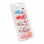 10PCS SET Cute Fruit Quicksand Sequin Snap Bb Clip Kids Cartoon Hairpin