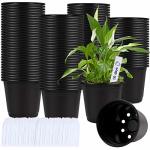Augshy 110 Pcs 0.5 Gallon Black Plastic Plant Nursery Pots 6 Inches Seed Starting Pots Containers With 110 Labels