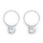 Silver Tone Circular Stud Earring With Crystal Drop