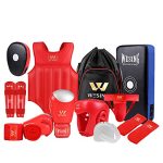 Wesing Martial Arts Protector Equipments Sanda Kickboxing Kit 11PCS Gear Set For Men Women S Red