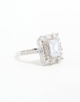 Silver Cubic Zirconia Square Ring - M l