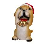 ALX630560-1 Dog With Xmas Hat Polyresin 9.5X7.5X13.5CM See No Evil
