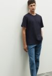Regular Fit Waffled T-Shirt - Navy Blue