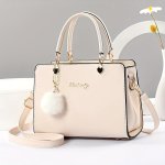 Fashion Solid Color Handbag Multi Layer Crossbody Bag Women's Satchel Purse With Pompom Ball Charms