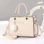 Fashion Solid Color Handbag Multi Layer Crossbody Bag Women's Satchel Purse With Pompom Ball Charms