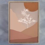 Colour Field Botanical 4 Art Print - A4 Framed Canvas With Natural Wood Frame