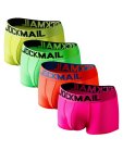 4PCS Jockmail Men's Fashion Sexy Neon Low Waist Mesh Breathable Men's Underwear Summer Microfiber Quick Dry Boxer Briefs Sports