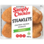 Simply Chicken Frozen Original Crumbed Chicken Steaklets 400G