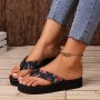 Women's Flower Pattern Flip Flops Casual Clip Toe Summer Shes Comfortable Slip On Beach Shoes