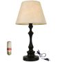 Metal Slim Waist Body Bedside Table Lamp With Fabric Shade & LED Bulb