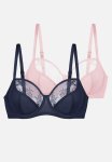 Plus Talia 2 Pack Wired Bra - Blue & Pink