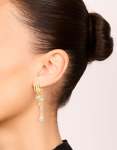 Goldair Gold & Blue Cubic Zirconia Illusion Cup Chain Earrings