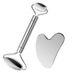 Stainless Steel Face Roller & Gua Sha Set
