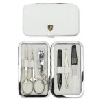 3 Swords Manicure Set: White Faux Leather Case 7847 Mc N 6 Piece