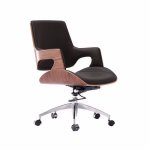 Modern Swivel Pu Leather Living Room Chair With Bentwood Design