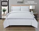 Simon Baker T200 Cotton Percale Embroidered Duvet Cover Set - Roxanne French Blue stone Various Sizes - French Blue King 230CM