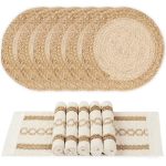 Yangqihome Boho Placemats Set Of 6 Farmhouse Rustic Woven Placemats For Dining Table Decor Handmade Braided Place Mats In Natura