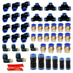 47PCS Air Hose Fitting Kit Npt Thread Push To Connect Fittings Nylon Tubing 1/4 3/8 1/2 Inch Quick Connect Fittings Air Line Fit