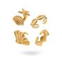- Ocean Ring Set - Adjustable Gold Rings - 4 Piece Set