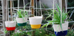 Brights Hanging Planter Basket - Green Block Small