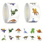 500PCS ROLL 12 Designs Dinosaur Pattern Stickers 2.5CM 1.0INCH Round Perfect For Teenager Gift Rewards Seal Labels
