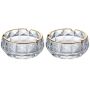 2 Pack - Elegant Cut-glass Ashtray Duo With Gold Edge - Transparent