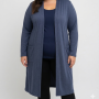 Ladies Plain Longer Pocket Cardigan - 60 / Navy