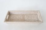 White Washed Rattan Tray 8X53X28CM
