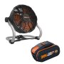 Worx 20V Cordless Home & Jobsite Fan 2 Speed With 4 Ah Battery