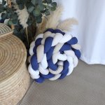 Cot Bumper Braided 5 Strand Ocean Air Balloon Herringbone White Beige And Blue