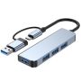 Dual Input 4-IN-1 USB 3.0 Hub Usb-a & Type-c Silver