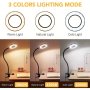 10X Magnifying Glass With LED Light: Clip-on Magnifier With USB Power 3 Modes Dimmable For Bed Work Crafts And Repair No Batteries Included