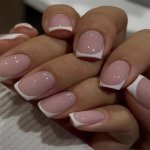 24PCS Mid-length Square Shape Press On Nails White French Fake Nail Glossy Full Cover Nails For Women Girls