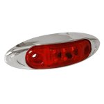 Oval 6-LED Marker Light 12-30V Red Lens Chrome Housing
