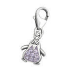 C568 - 925 Sterling Silver Penguin Crystal Charm Dangle