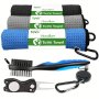 1set Golf Accessories 3pcs Waffle Golf Towels 1pc Golf Divot Repair Tool And Double-sided Cleaning Brush