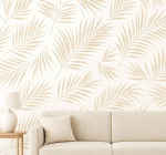Leaves Wallpaper Tan Palm Drawing
