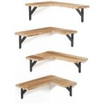 Wood Corner Floating Shelves Wall Mounted Set Of 4 - Brown