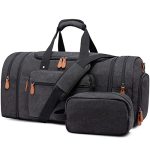 Sucipi Canvas Travel Duffel Bag For Men Weekend Overnight Bag With Shoe Compartment And Toiletry Bag Carry-on For Airplanes Dark