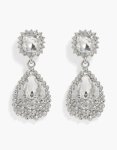 Silver Spikey Outer Diamante Drop Earrings